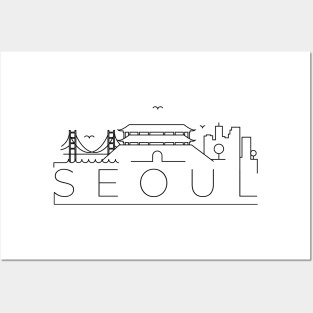 Seoul Minimal Skyline Posters and Art